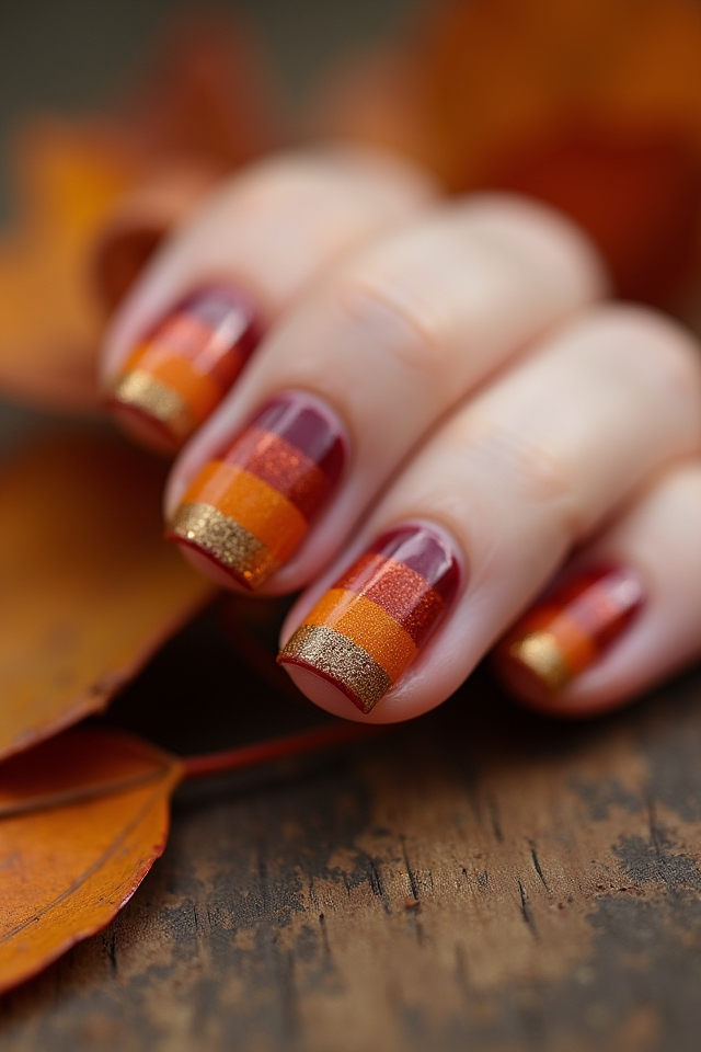 striped fall manicure inspiration