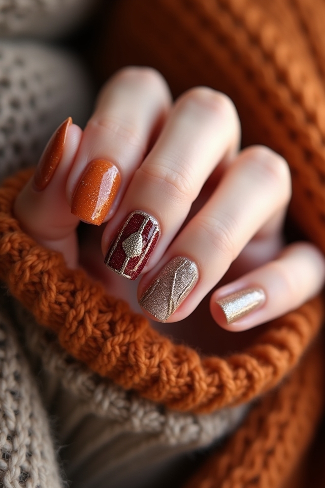 sweater inspired nail designs