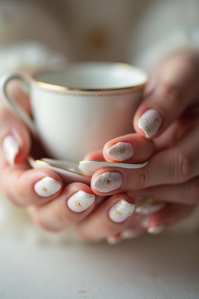 textured white nail artistry