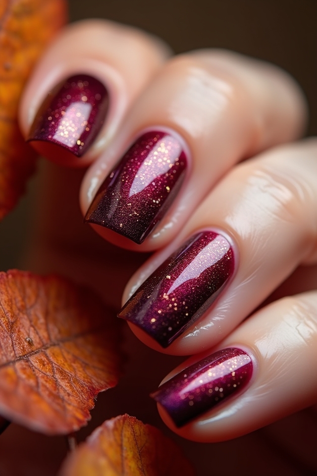 vibrant berry gradient nails