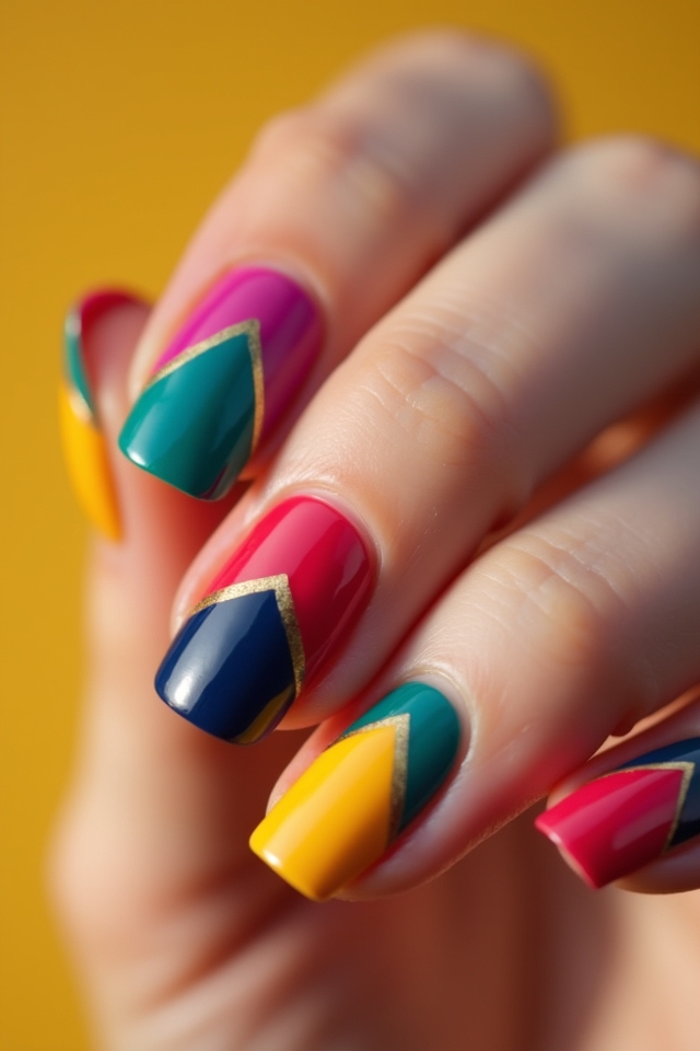 vibrant color blocked manicure ideas