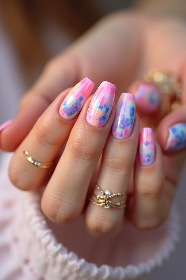 vibrant colorful nail art