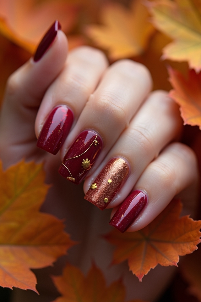 vibrant fall cranberry nails
