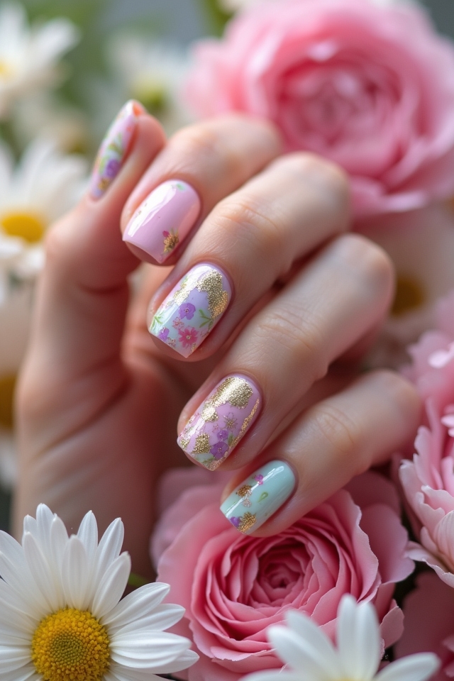 vibrant floral nail designs