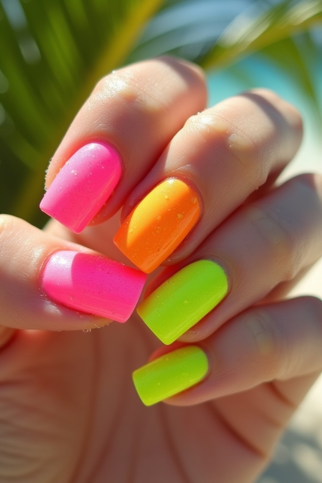 vibrant neon summer nails