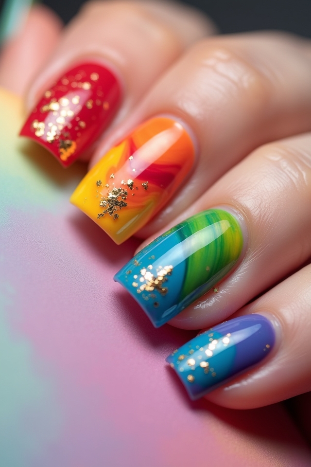 vibrant rainbow nail artistry