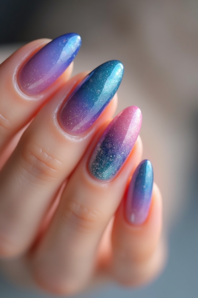 vibrant rainbow nail gradient