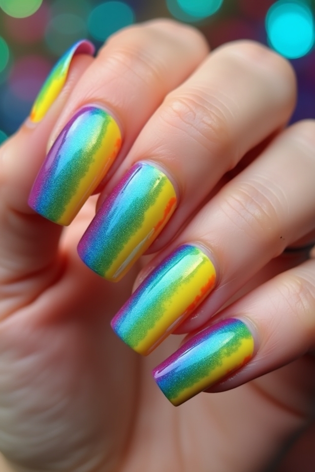 vibrant striped nail designs