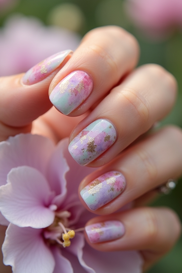whimsical watercolor nail designs