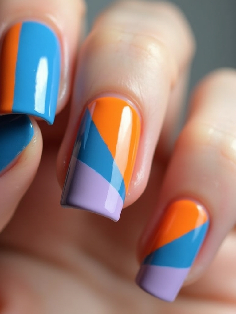abstract color blocking nails