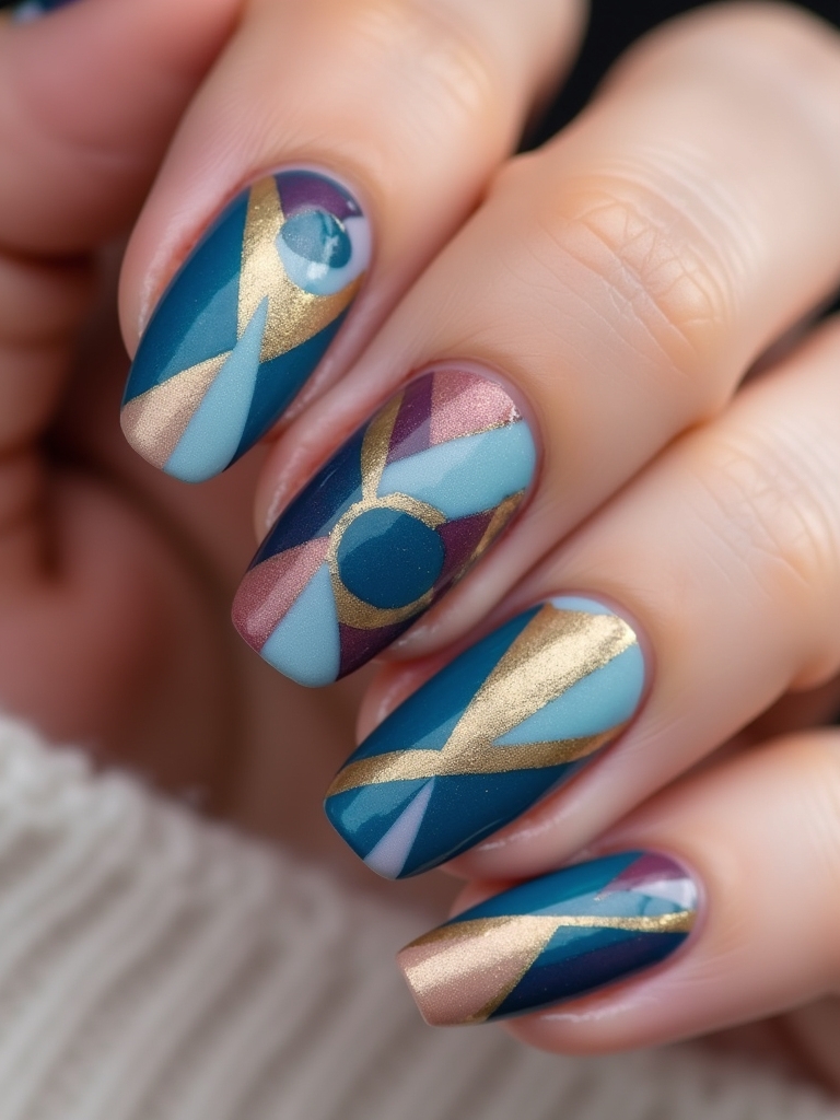 abstract geometric nail art