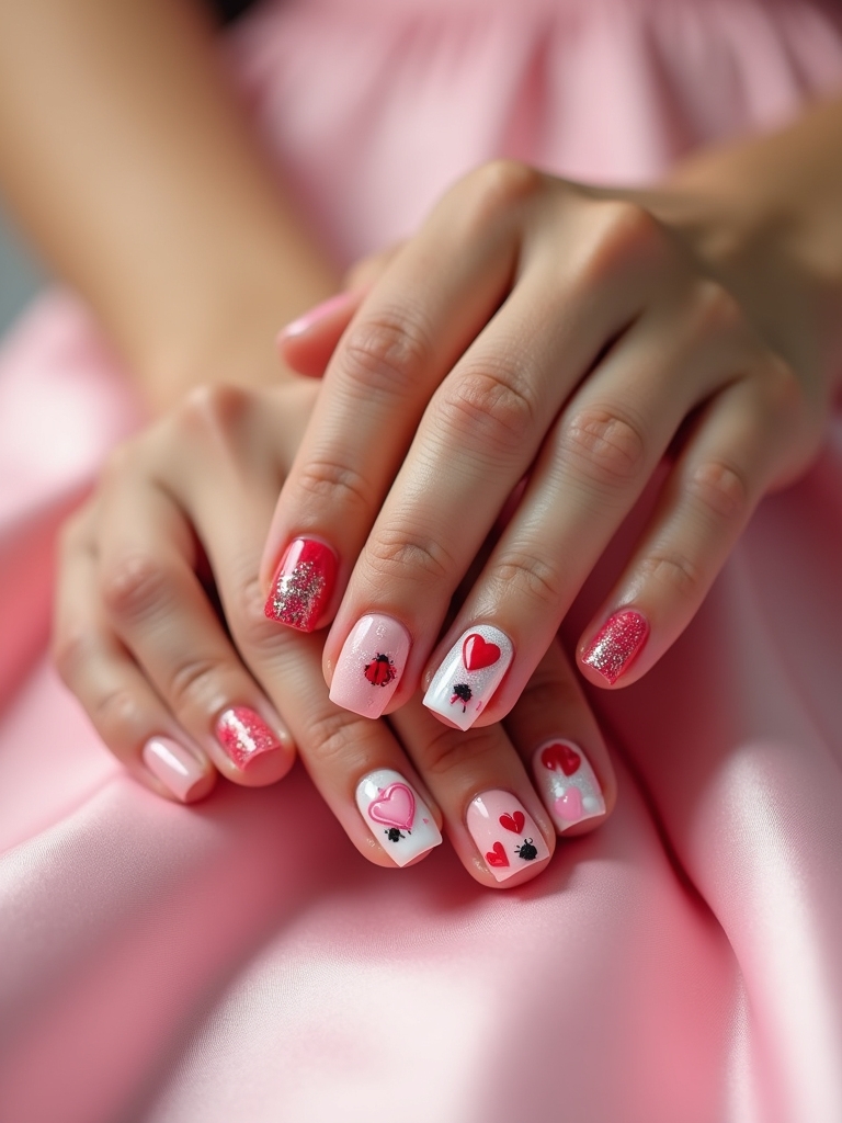 adorable love bug nails