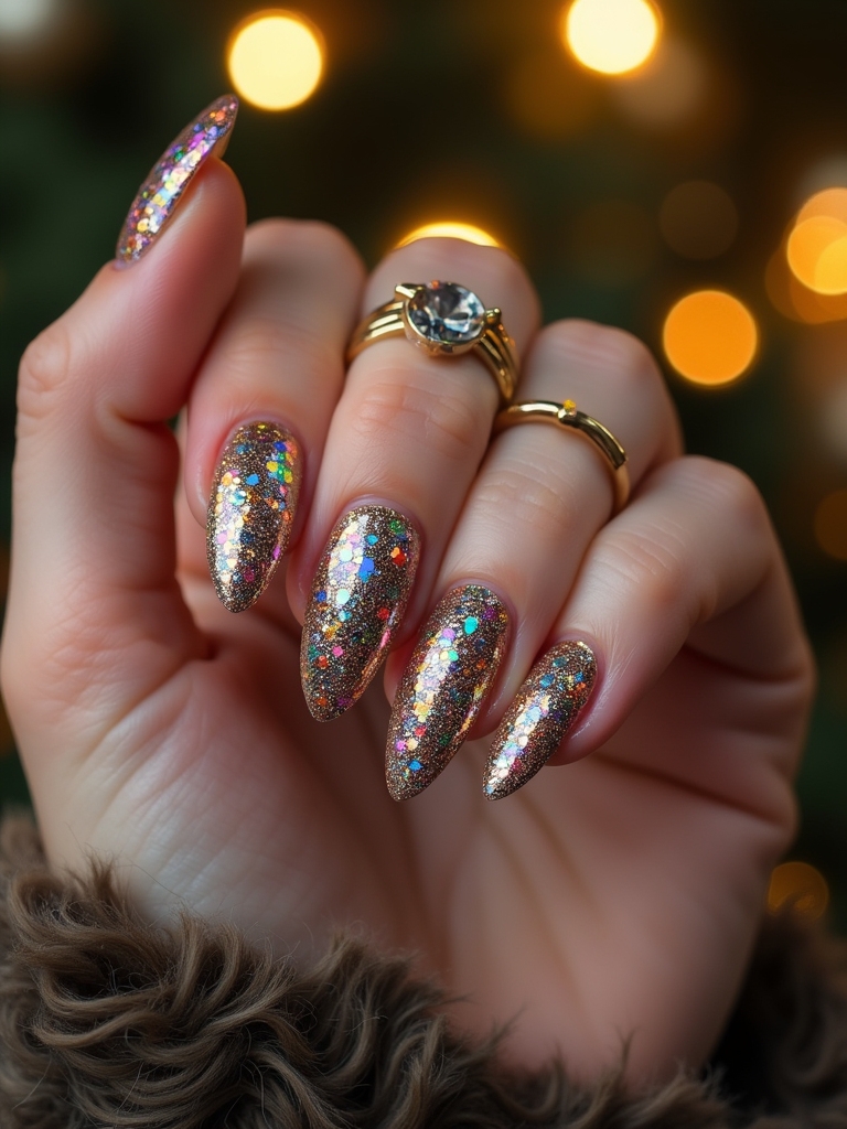 all over glitter nail art