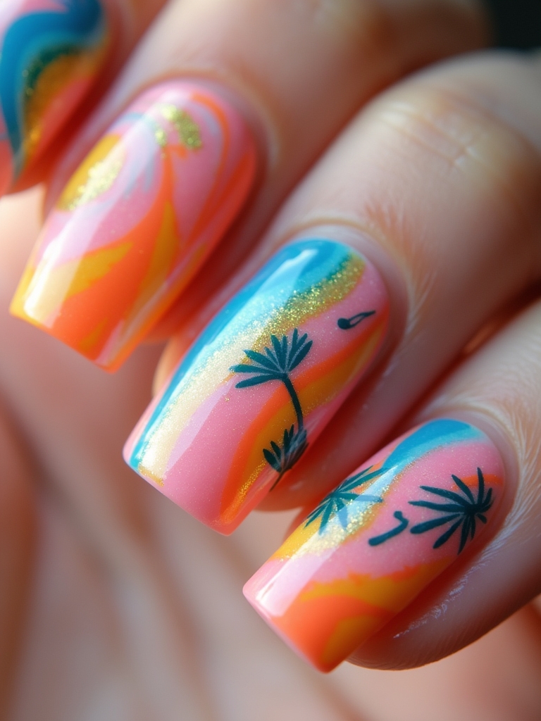 artistic brush stroke nails