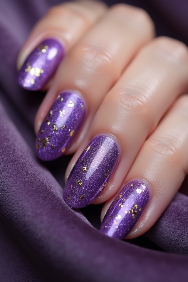 artistic purple nail splatter