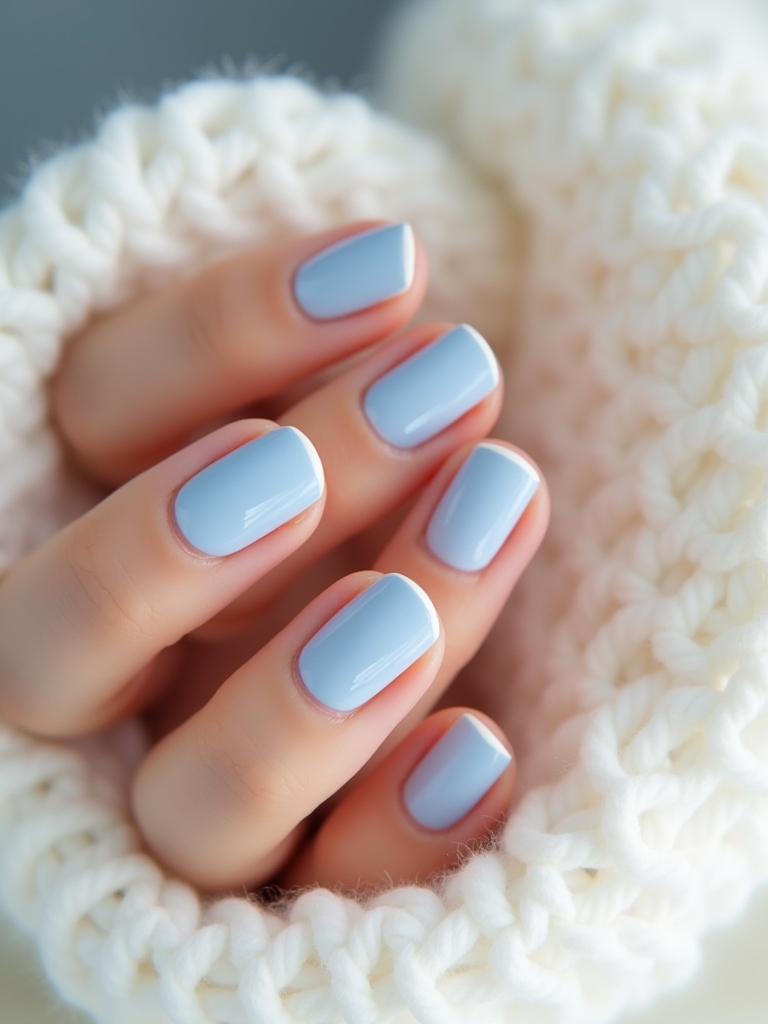 baby blue french manicure