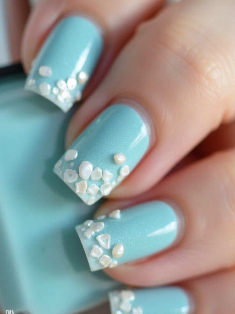 beachy soft blue nails