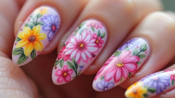 blooming floral nail art