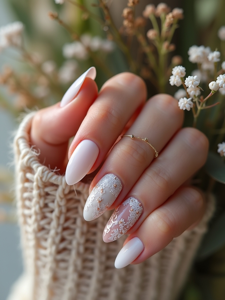 bohemian bridal nail inspiration