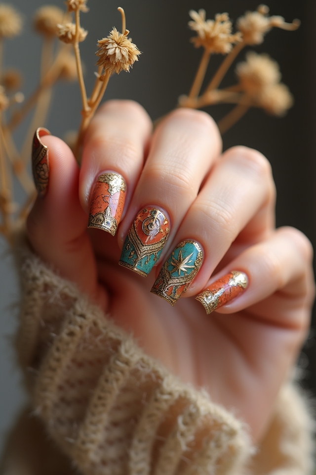 boho chic artistic nails