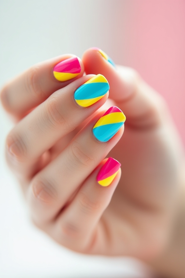 bold color blocking nails