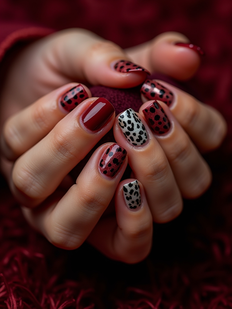 bold dark red animal print