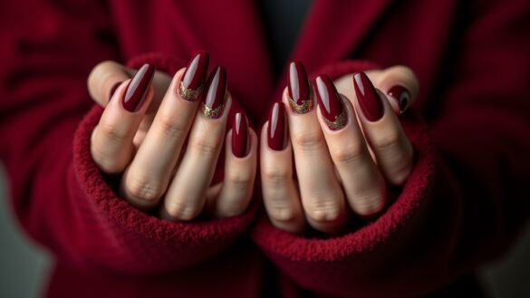 bold dark red nails