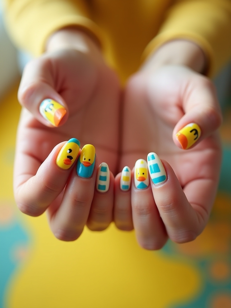 bold geometric duck manicure