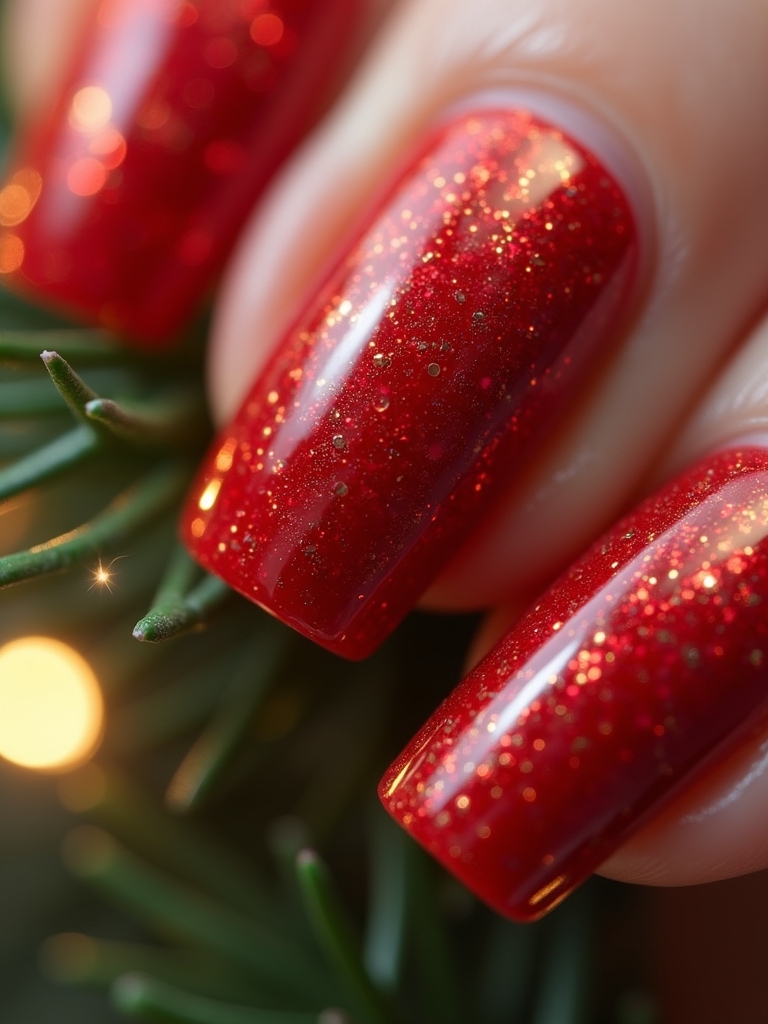 bold red pearl nails