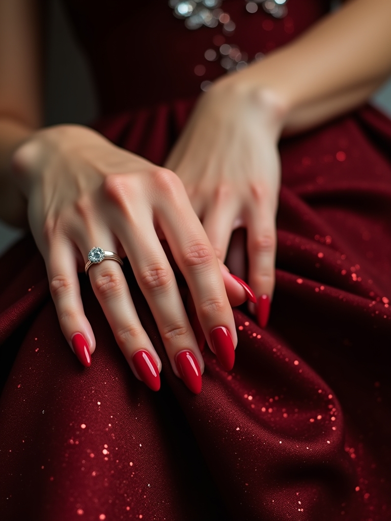 bold red stiletto nails