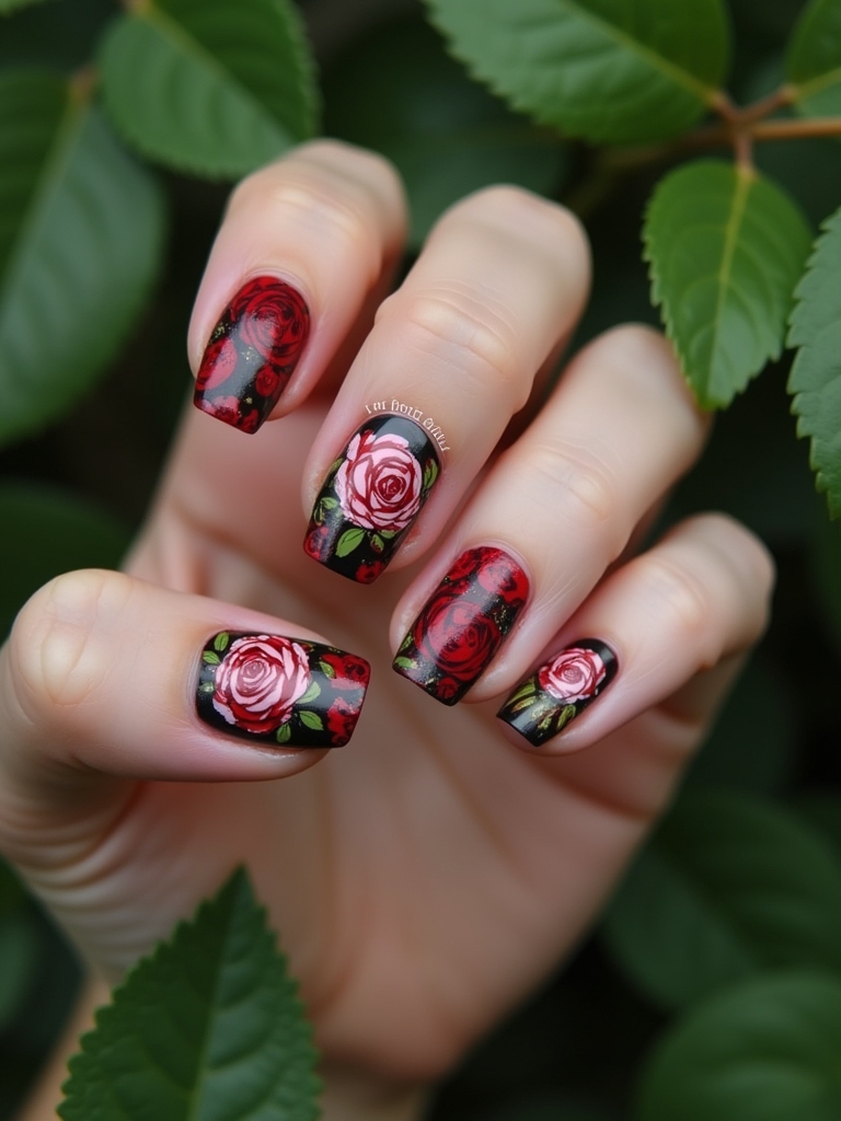 bold rose nail designs