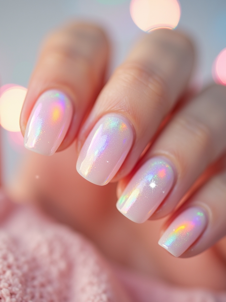 bright milky rainbow nails