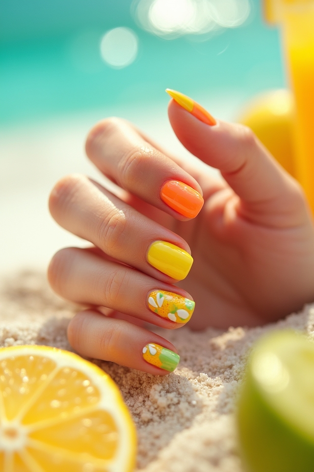 bright summer citrus nails