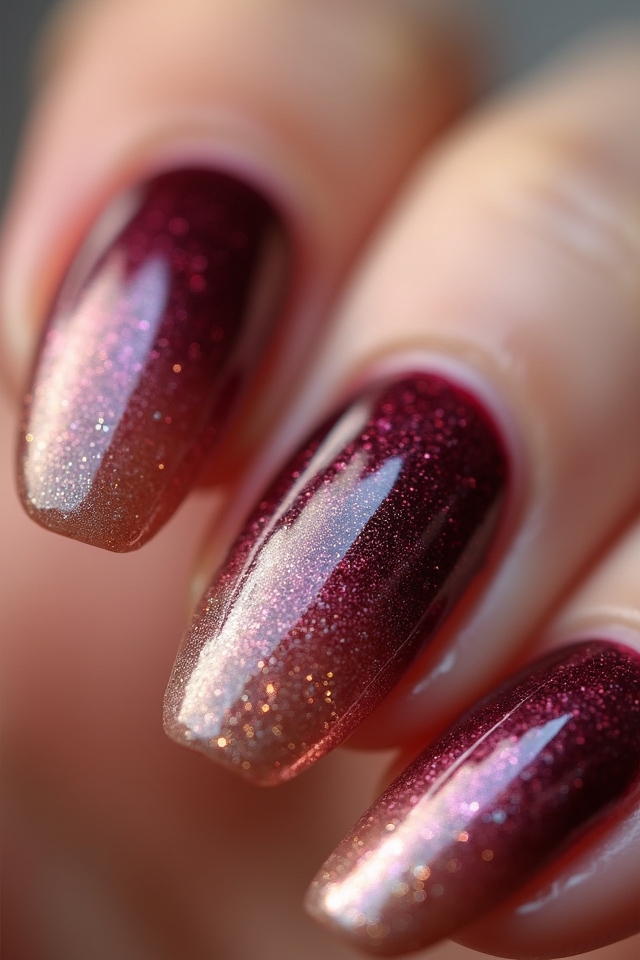 burgundy to rose gold ombr