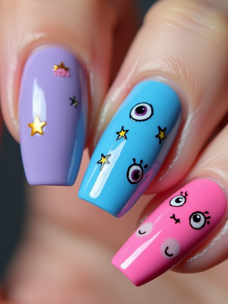 cartoon inspired y2k nail designs