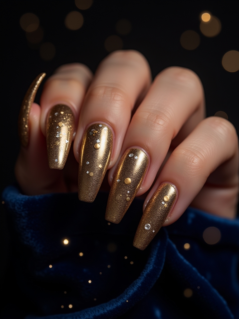 celestial gold nail design