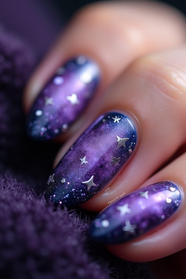 celestial purple nail art