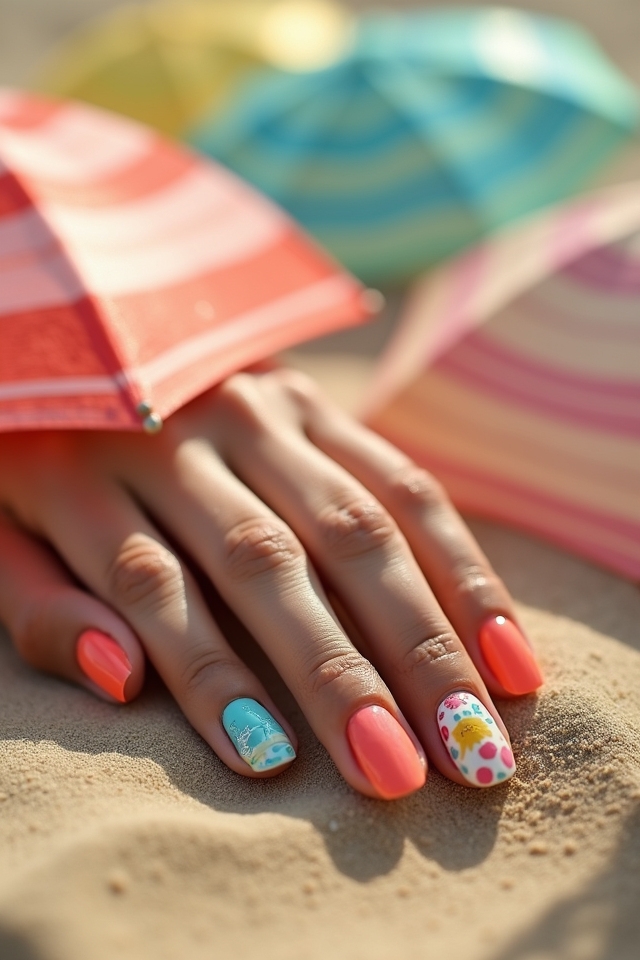 charming colorful beach umbrellas