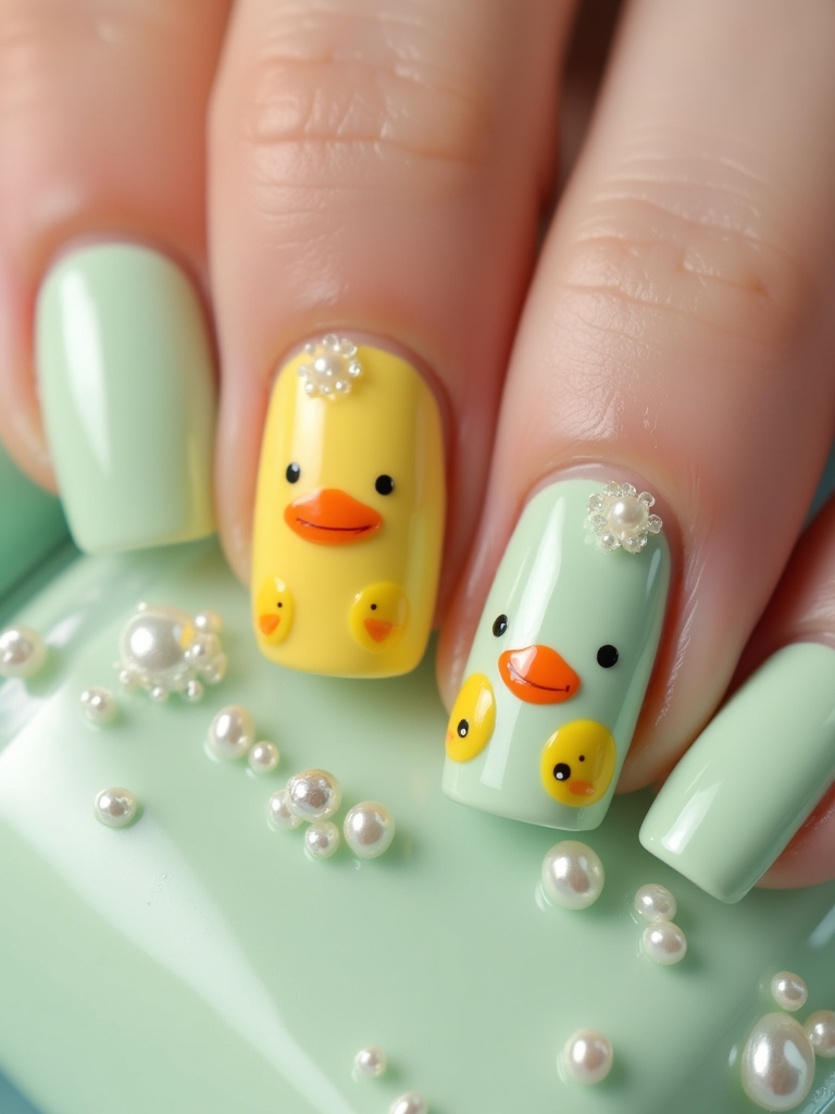 charming duck nail art