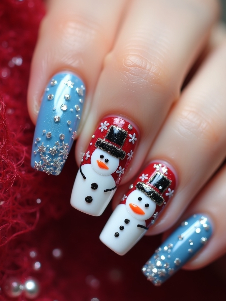 cheerful snowman nail designs