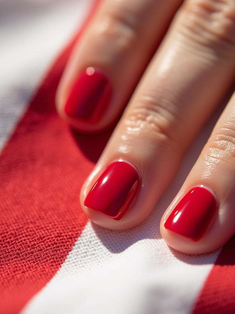 cherry and stripes nails