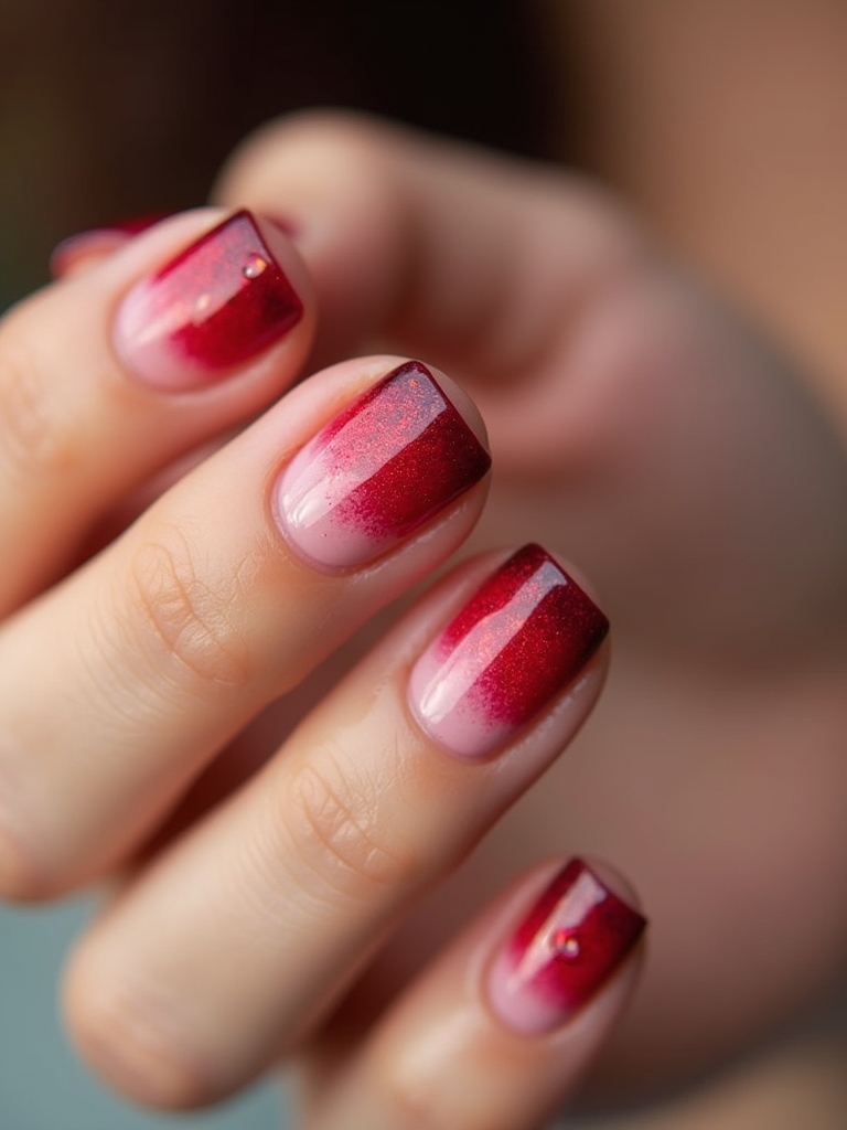 cherry gradient nail art