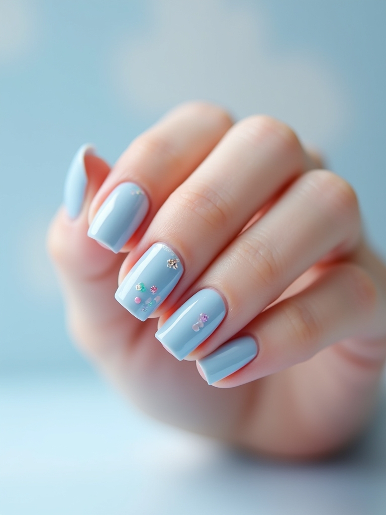 chic baby blue nails