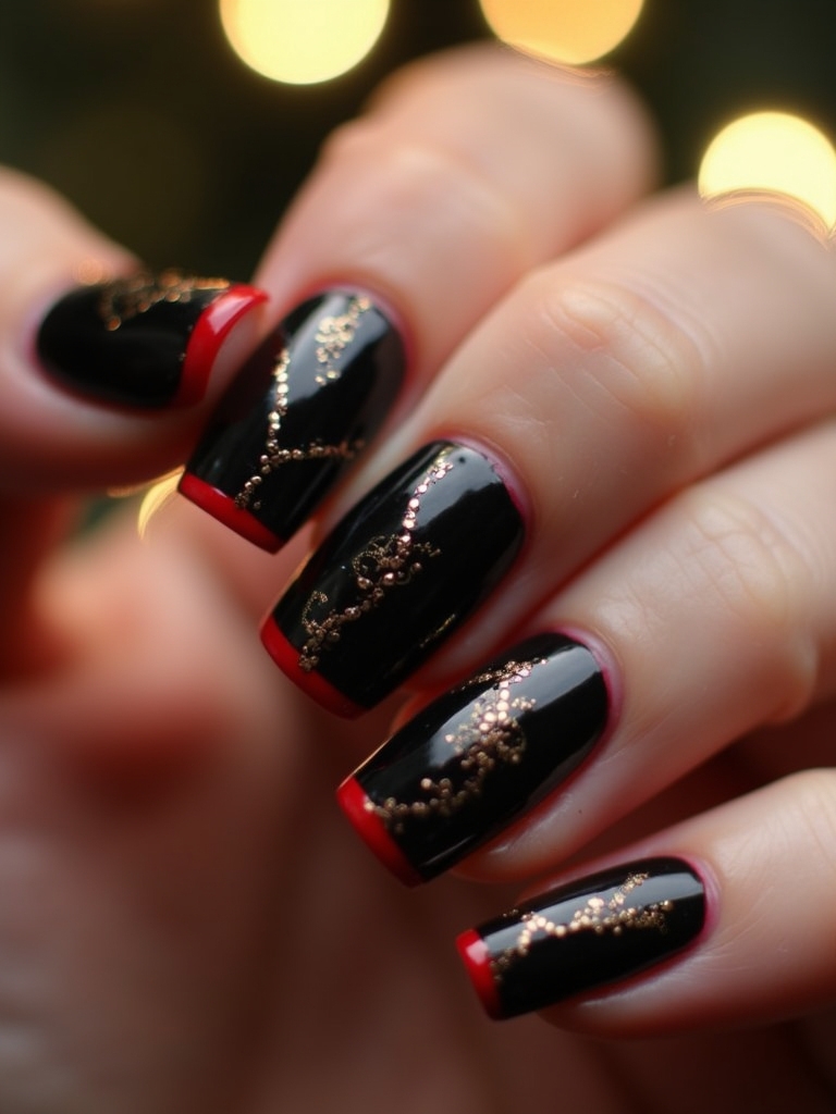 chic black and red nails