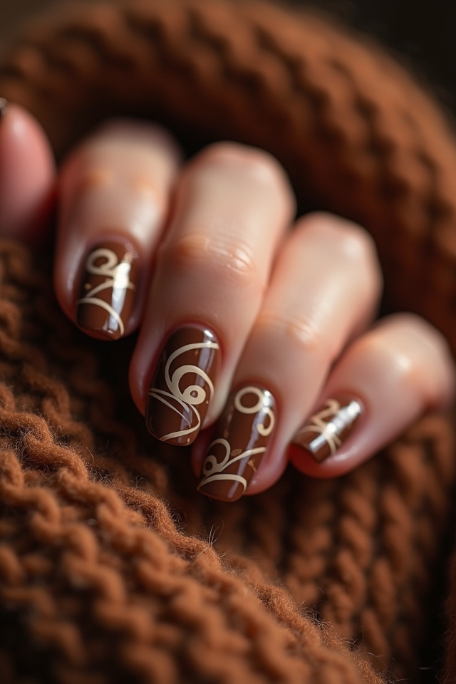 chic brown striped nails