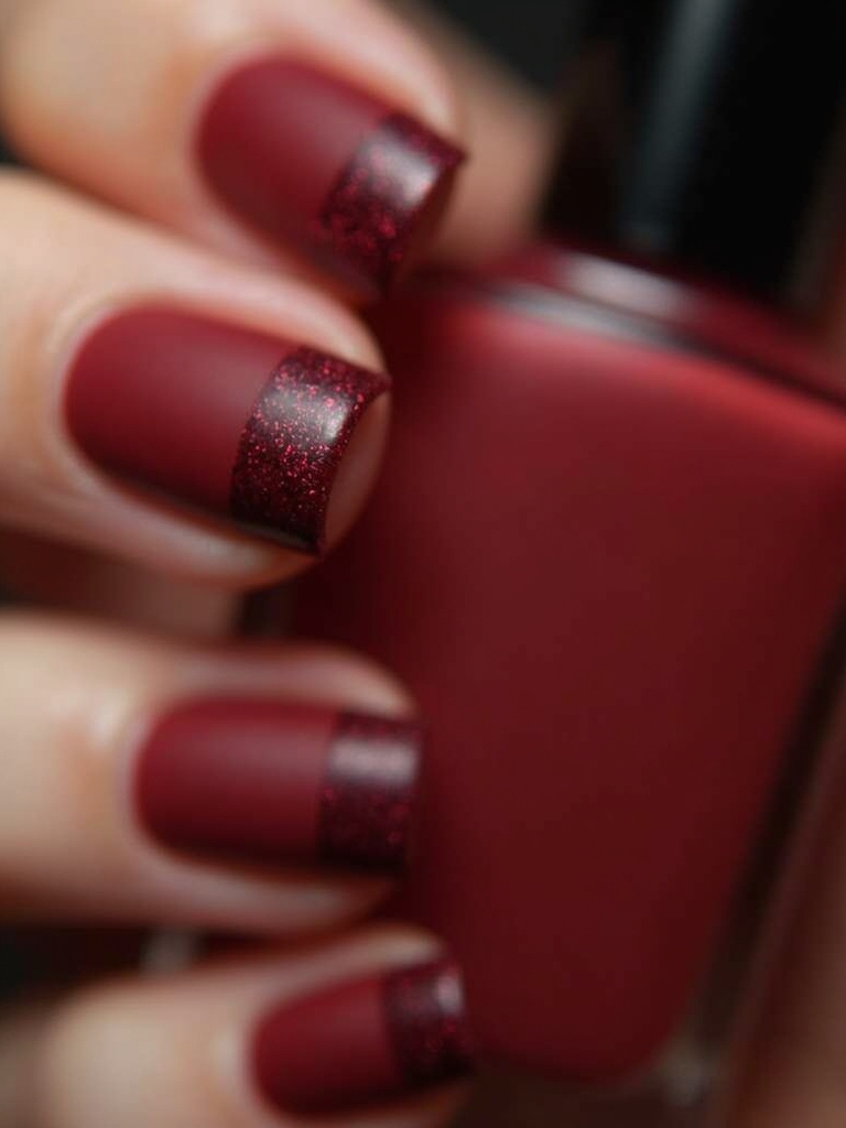 chic dark red nails