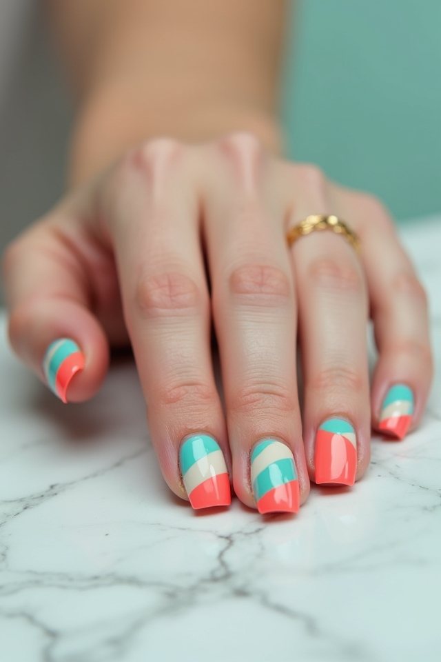 chic striped square nails