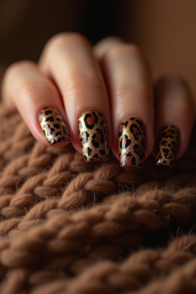 chocolate animal print nails