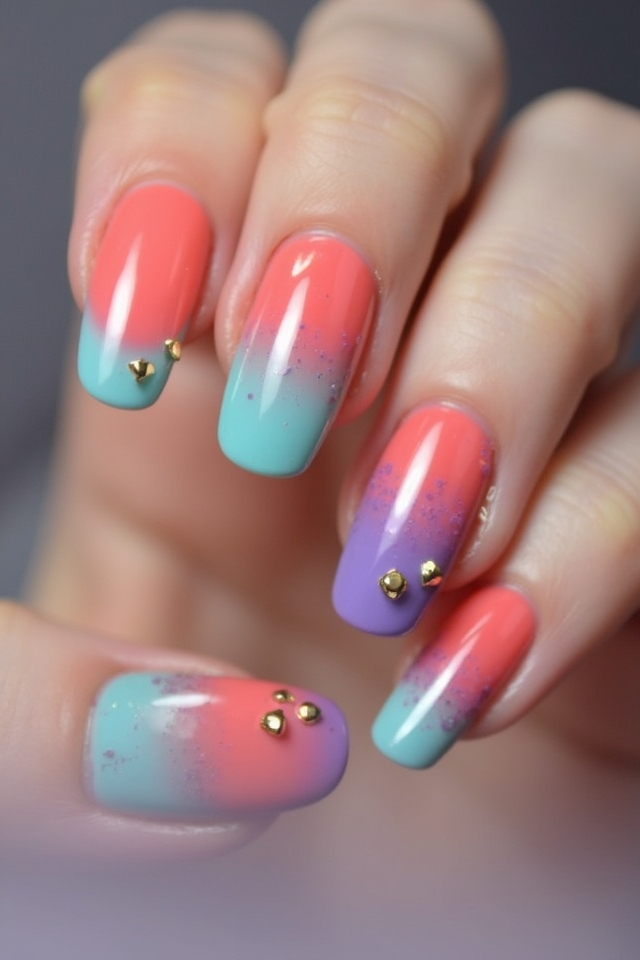 colorful ombre nail designs
