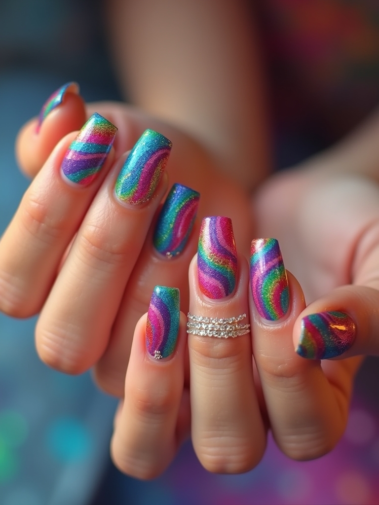 colorful y2k nail art